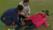 Umpire Rohan Pandit Hit by Samson Shot in 5th T20I, Play Halted Briefly