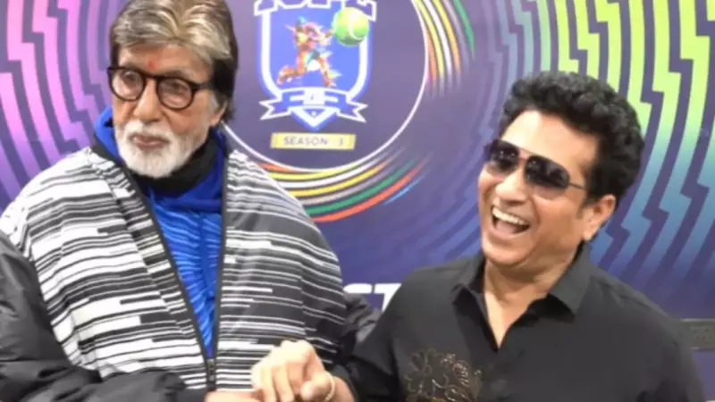 Amitabh Bachchan Plays Finger Cricket with Sachin Tendulkar at ISPL Event