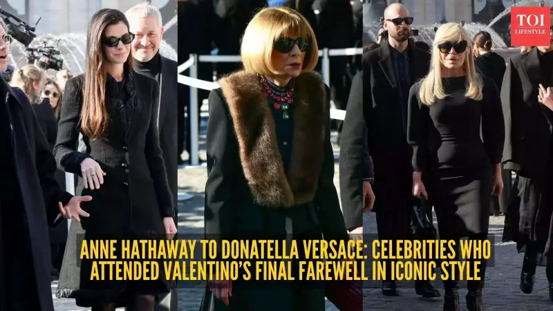Anne Hathaway, Donatella Versace Lead Celebrities at Valentino's Historic Funeral in Rome