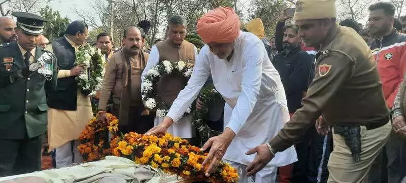 Army Jawan Sudhir Narwal Cremated with Full Military Honours in Yamunanagar