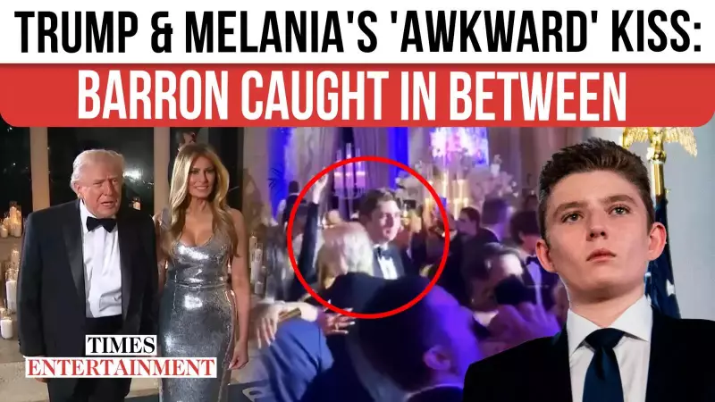 Barron Watches Awkward New Year's Kiss Between Melania & Trump at Mar-a-Lago