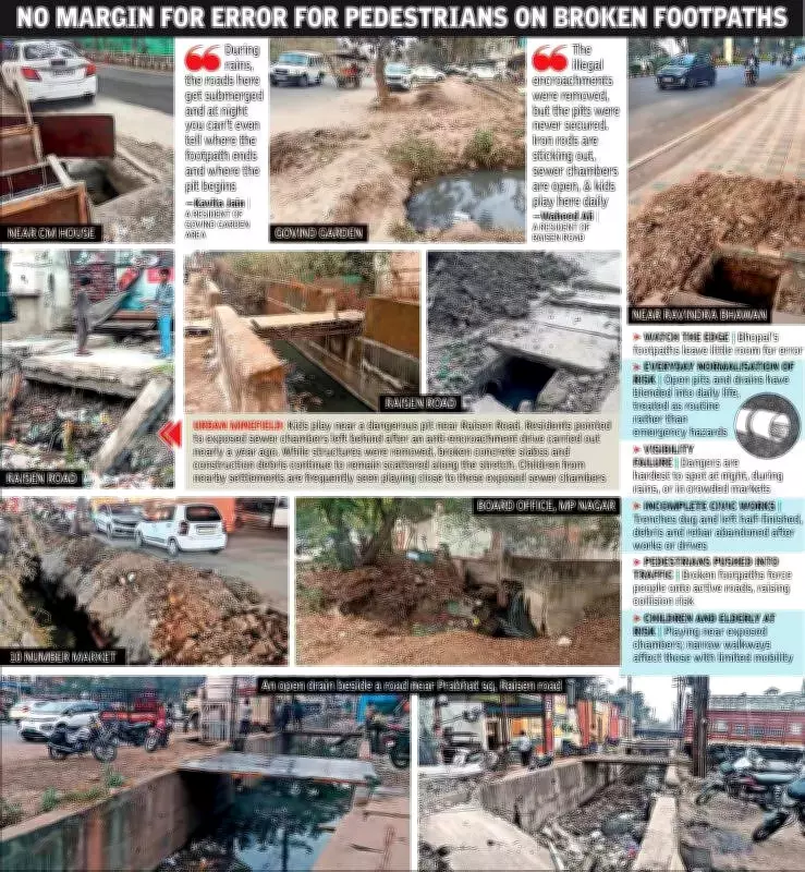 Bhopal's Urban Hazards: Open Drains, Exposed Pits Pose Daily Risks to Citizens