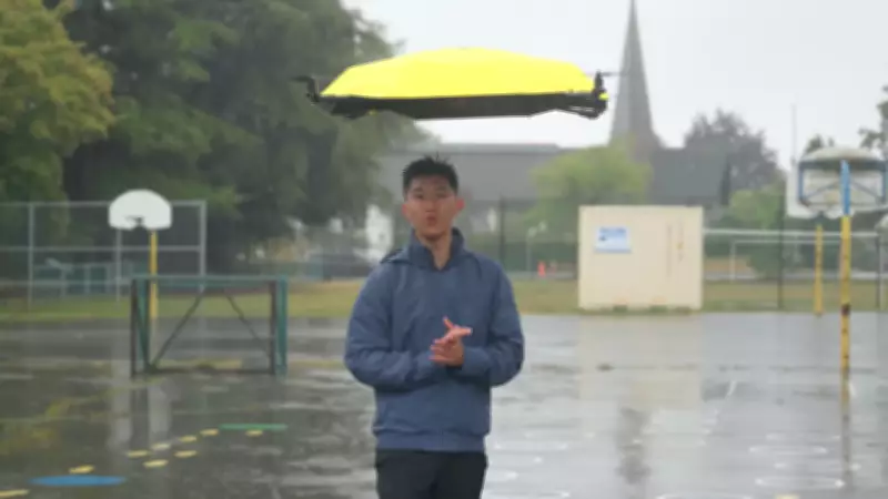 Canadian Inventor's Drone-Powered Flying Umbrella Goes Viral Worldwide