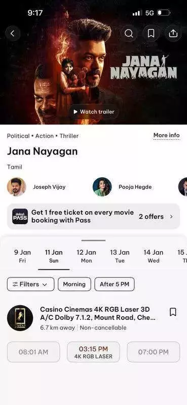 Chennai Theaters Jump the Gun, Open Bookings for Vijay's 'Jana Nayagan' Without Govt Order