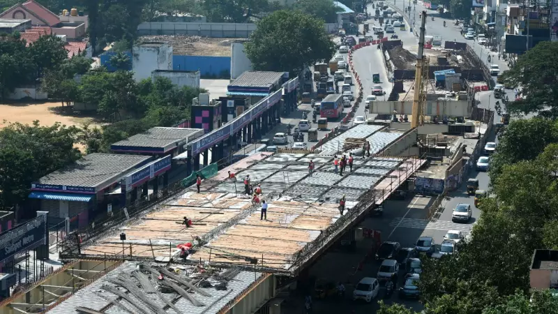 Chennai's Anna Salai Flyover Construction Accelerates During Pongal Holidays