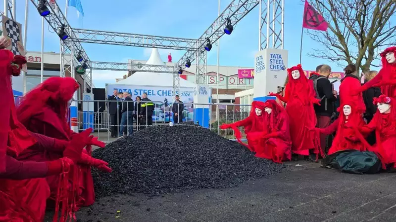 Climate Activists Dump Coal at Tata Steel Chess Tournament in Netherlands Protest
