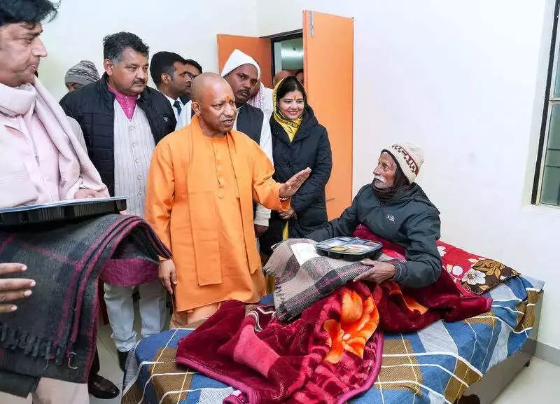 CM Yogi Inspects Gorakhpur Night Shelters, Ensures Safety for Homeless in Cold Wave