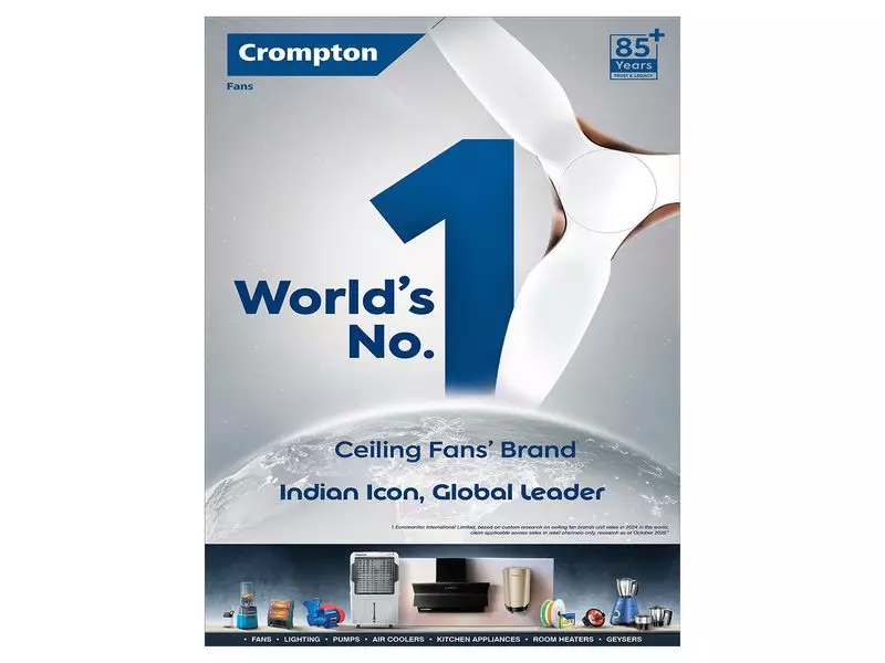 Crompton Becomes World's Top Ceiling Fan Brand, Elevating India's Global Manufacturing Stature