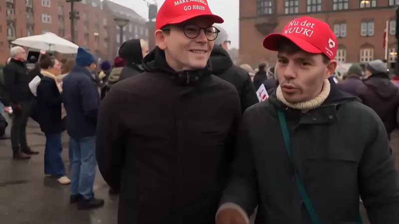 Danish Protesters Mock Trump with 'Make America Go Away' MAGA Parody Hats