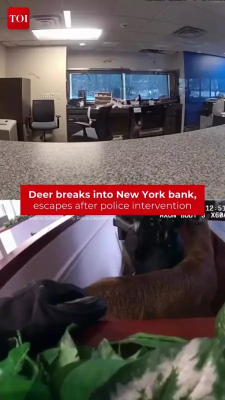 Deer Triggers Bank Alarm in New York, Safely Escorted Out by Police