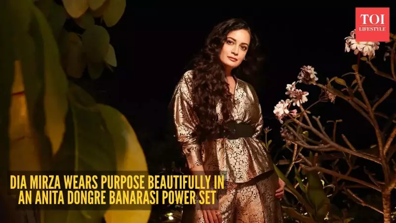 Dia Mirza Stuns in Sustainable Banarasi Silk Outfit by Anita Dongre