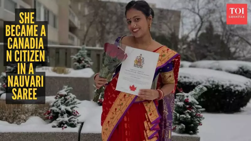 Divya Lotikar's Nauvari Saree Statement at Canadian Citizenship Ceremony