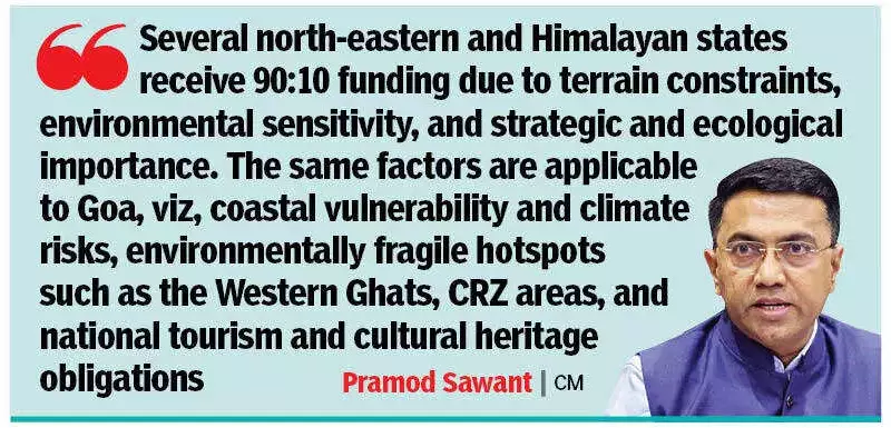 Goa Seeks Rs 4,000 Cr in Union Budget, Demands 90:10 Funding Pattern