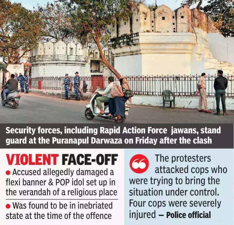 Hyderabad Police Arrest Man for Vandalism at Religious Site, Clash Injures Four Officers