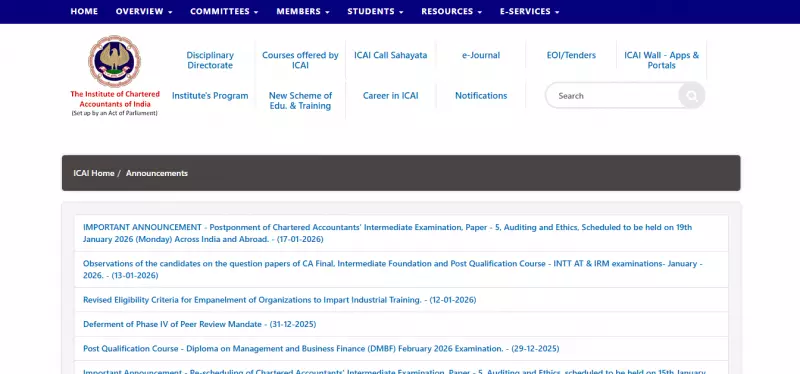 ICAI Postpones CA Intermediate Auditing Exam, New Date Soon