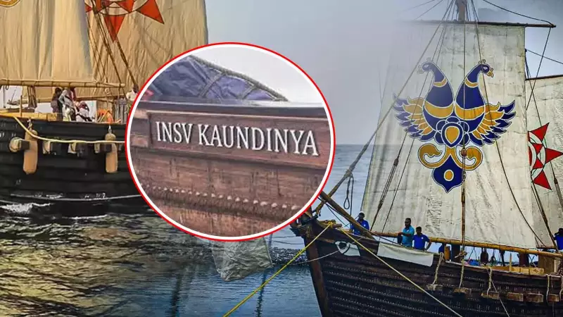 INSV Kaundinya Gets Water Salute After Historic Oman Voyage