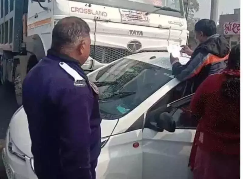 Jaipur: Speeding Dumper Drags Car for Metres, Family of 3 Miraculously Escapes