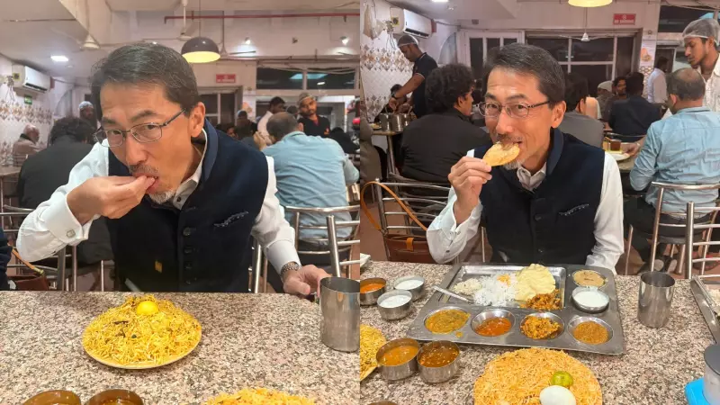 Japanese Ambassador Ono Keiichi Tries Eating Biryani by Hand at Andhra Bhavan in Delhi