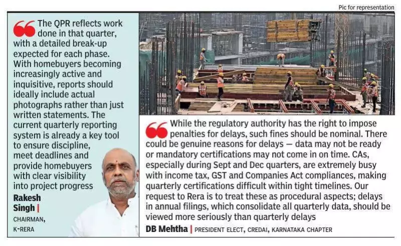 K-Rera Imposes Rs 25,000 Quarterly Penalty for Delayed Project Reports in Karnataka