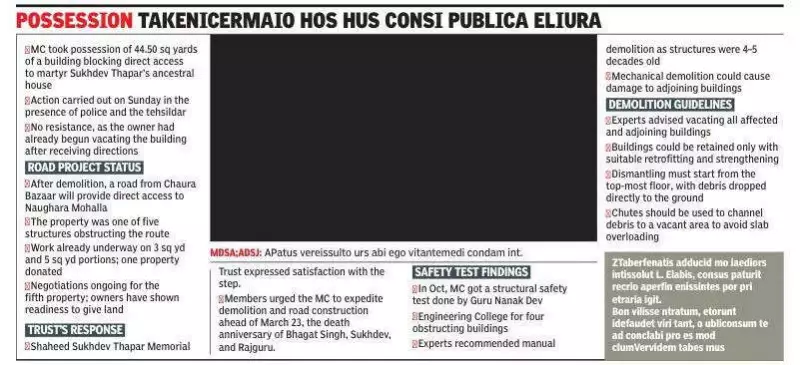 Ludhiana MC Takes Possession of Building Blocking Access to Sukhdev Thapar's Ancestral House