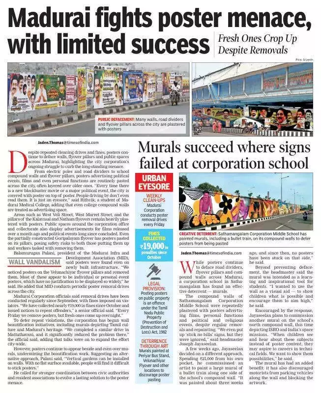 Madurai's Poster Menace Persists: ₹19K Fines, Weekly Drives Fail to Curb Defacement