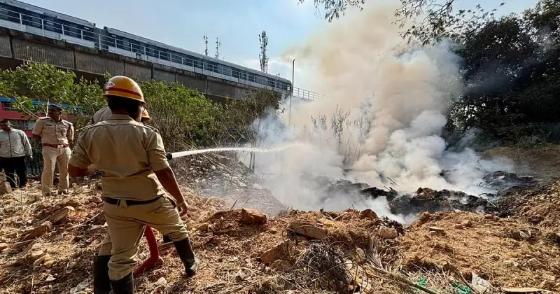 Major Fire Erupts at Waste Dump Near MG Road Metro Corridor in Bengaluru