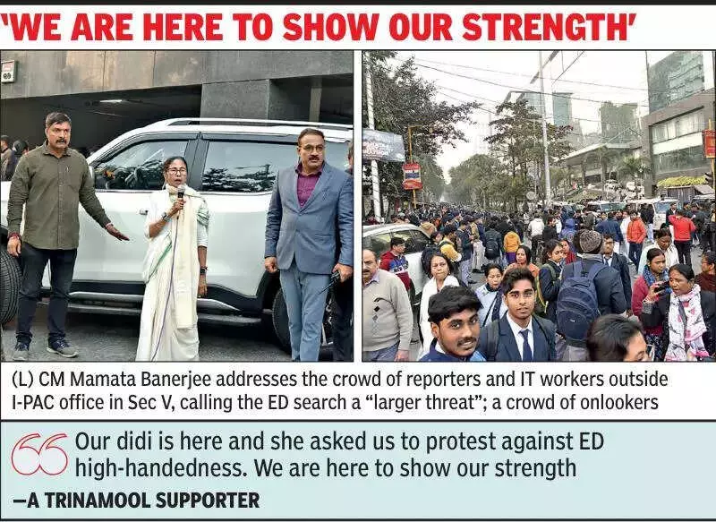 Mamata Banerjee Leads Massive Protest at I-PAC Office During ED Raid in Kolkata's Sector V