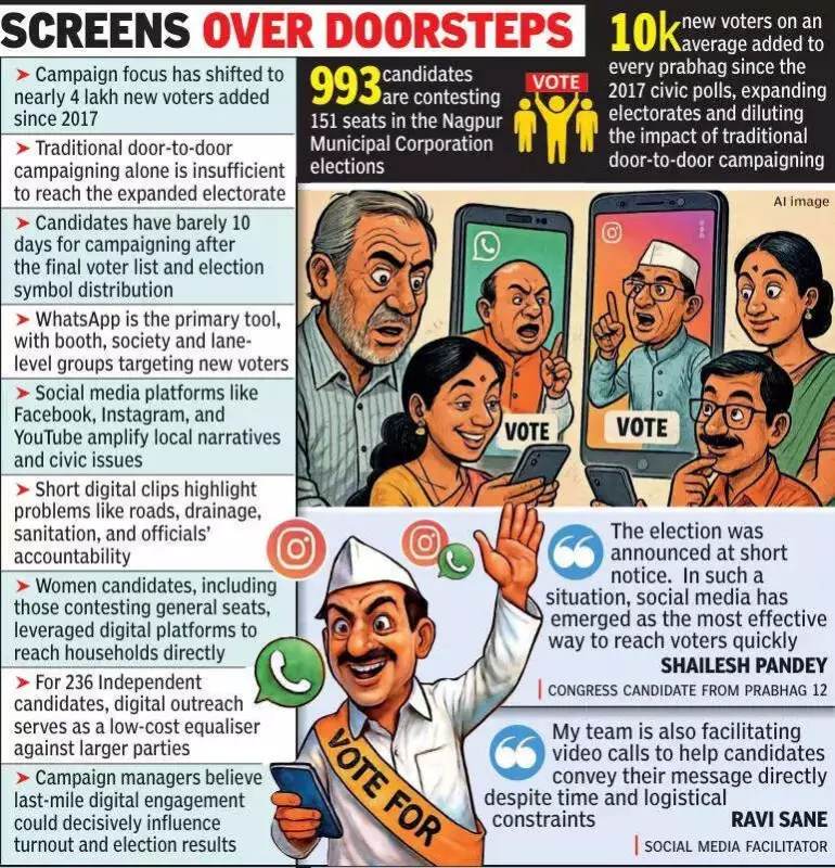 Nagpur Civic Polls: 993 Candidates Turn to Digital to Woo 4 Lakh New Voters