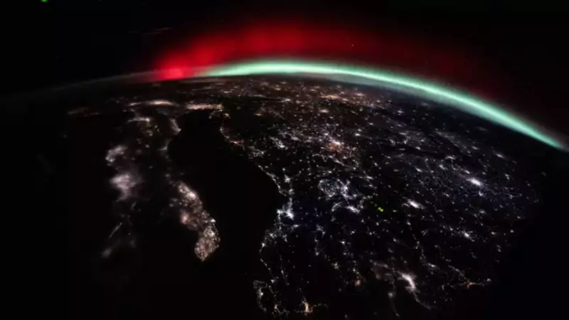 NASA Captures Rare Red and Green Aurora Over Europe from Space Station