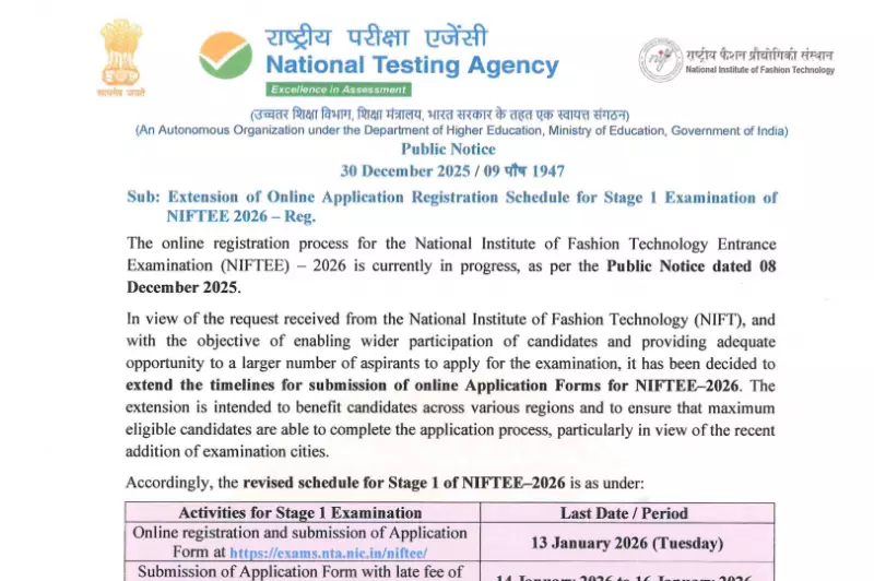 NIFTEE 2026: Registration Deadline Extended to Jan 13, New Exam Cities Added