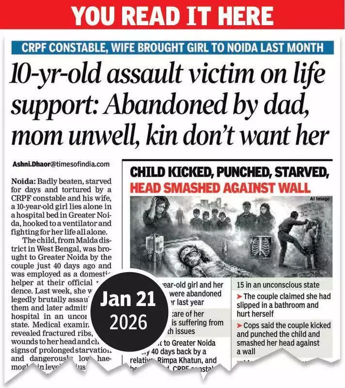 Noida: 10-Year-Old Girl's Critical Condition Sparks Outpouring of Support After Abuse by CRPF Couple
