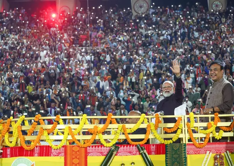 PM Modi Leads Massive Roadshow in Guwahati, Accuses Congress of Neglecting Assam