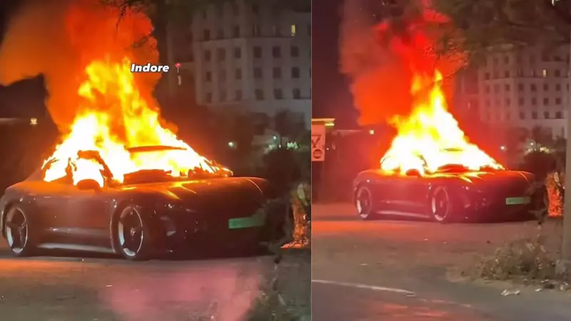 Porsche Taycan Turbo S Burns to Ashes in Indore, Rs 2.4 Crore Electric Car Destroyed