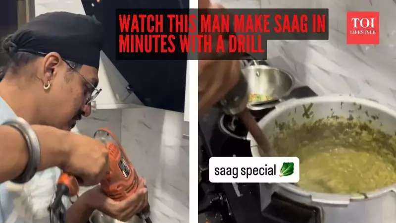Punjabi Man's Viral Hack: Drilling Machine to Stir Sarson Ka Saag in Minutes