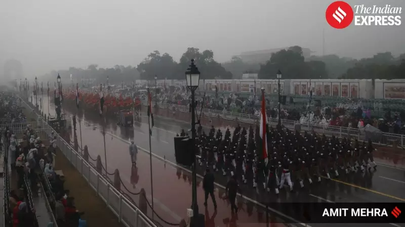 Republic Day Parade Full-Dress Rehearsal Held at Kartavya Path Amid Rainy Conditions