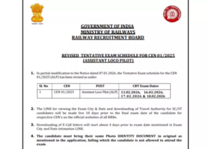 RRB ALP 2026 Exam Dates Revised: CBT Now from February 13 to 18