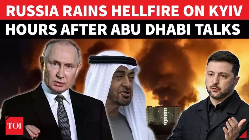 Russia Pounds Kyiv With Missile Barrage Despite Abu Dhabi Peace Talks