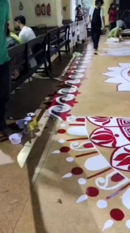 Sanskrit College Students Craft 40-Foot Alpana Masterpiece