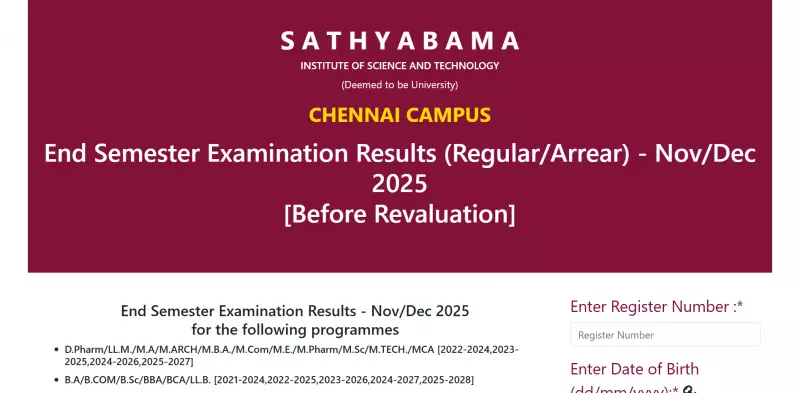 Sathyabama University Result 2025 Declared: Check UG, PG, PhD Scores Online