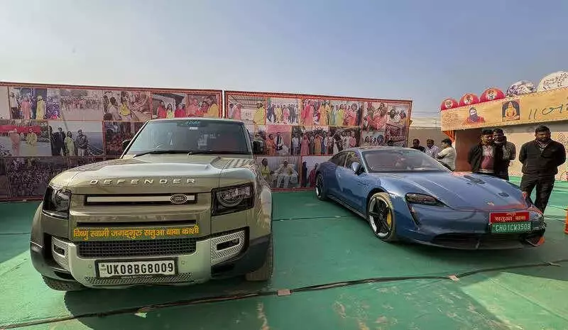 Satua Baba's Porsche Steals Show at Magh Mela, Sparking Luxury vs Spirituality Debate