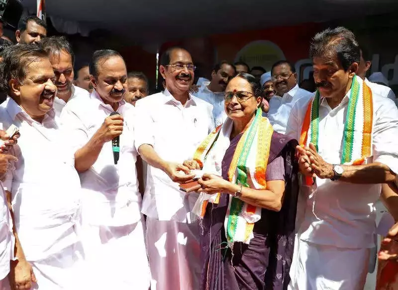 Senior CPM Leader Aisha Potty Joins Congress in Thiruvananthapuram
