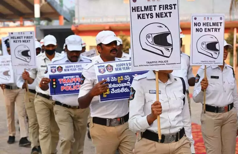 Srikakulam Sees 43,000 Helmet Violations in 2025, Doubling 2024 Figures