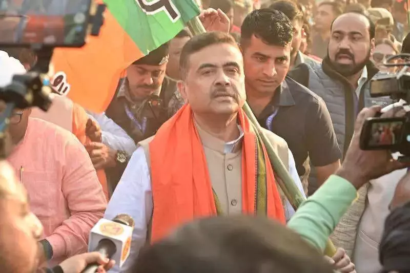 Suvendu Adhikari Leads Protest Rally in Chandrakona, Demands CBI Probe in HC