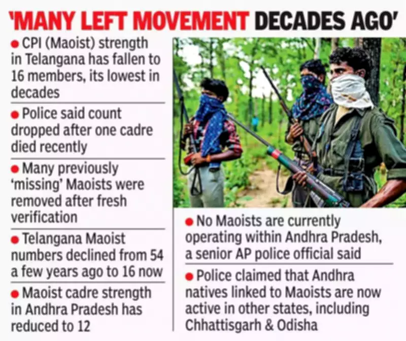 Telangana Maoist Strength Drops to Historic Low of 16 Members, Police Report Reveals