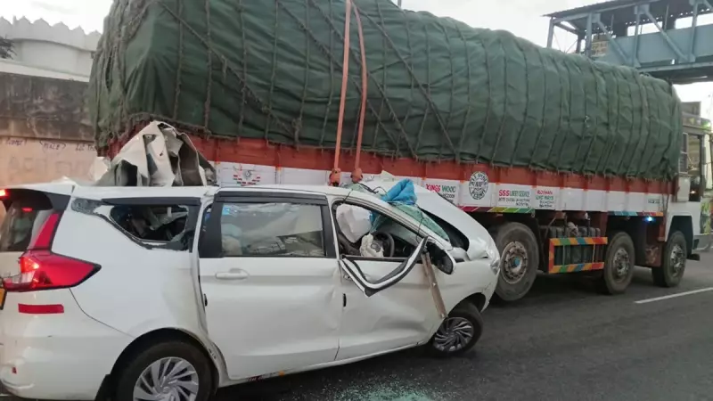 Three Killed in Horrific Car-Truck Collision on Karnataka Highway Near Tumakuru