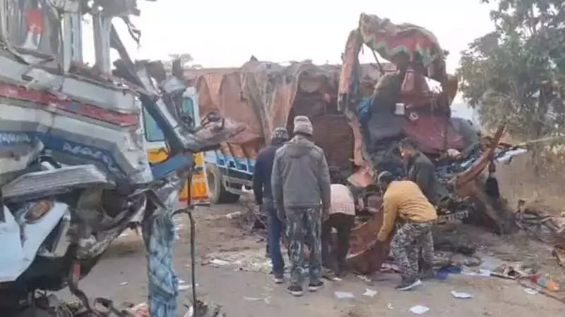 Three Killed in Horrific Head-On Truck Collision on NH-30 in Chhattisgarh's Kanker District