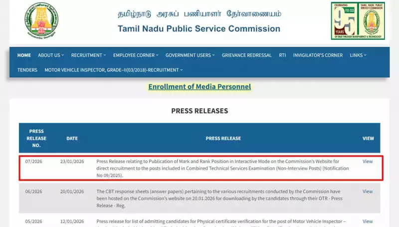 TNPSC Releases Combined Technical Services Exam 2025 Marks and Ranks