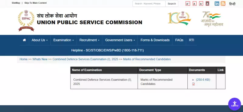 UPSC Releases CDS-I 2025 Marks: 535 Candidates Recommended for OTA