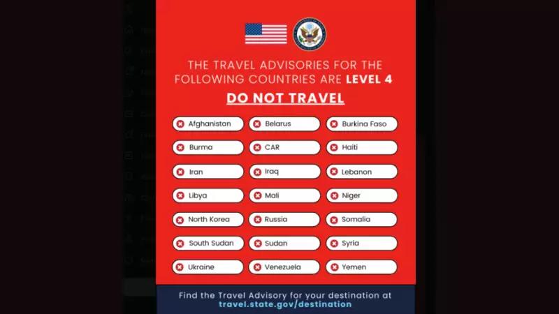 US Issues 'Do Not Travel' Alert for Over 25 Nations, Including Russia, Iran, Myanmar