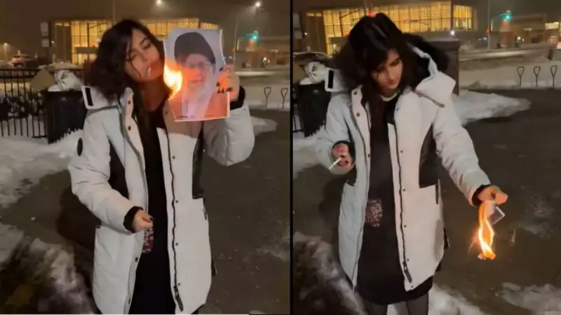 Viral Video: Unidentified Woman Burns Khamenei Photo to Light Cigarette